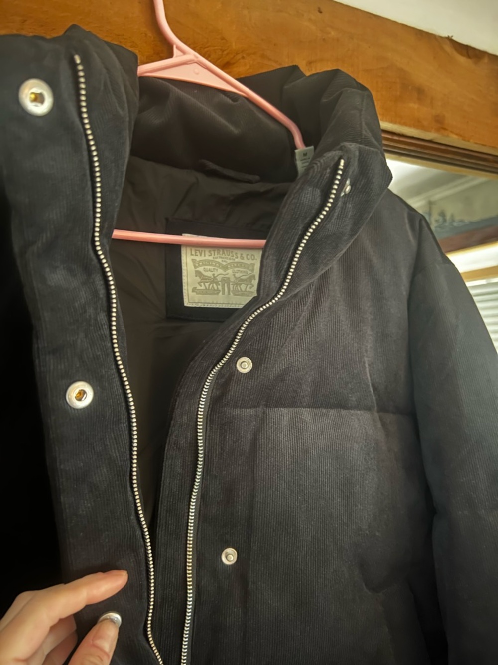 Levi's Black Corduroy Quilted Puffer Jacket